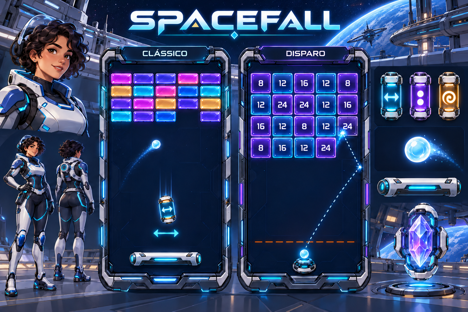 Prancha conceitual de SPACEFALL